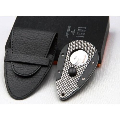JiFENG Popular Style Cigar Cutter Checkered Pattern Stainless Steel Cigar Scissors Classic Black Color Smoker Accessories