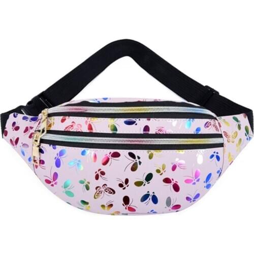2020 Printed Waist Bag Women Fanny Pack Colorful Girls Bum Bag Travel Kids Cartoon Belt`s Bag Festival Mobile Phone Pouch Purse
