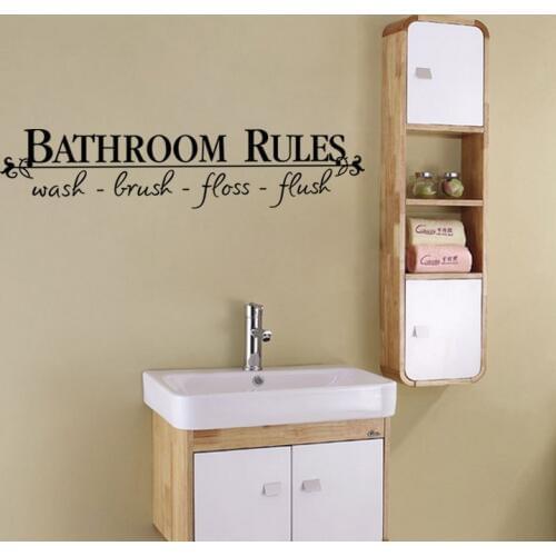 Removable Hot Sale Creative DIY Bathroom Rules Wall Stickers for Bathroom Home Decor Decals adesivo de parede Free Shipping