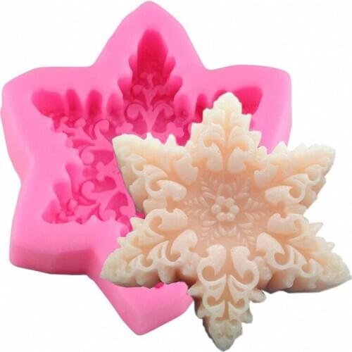 3D Snowflake Shaped Silicone Soap Mold Silicone Mould for DIY Handicraft Candle Soap Making
