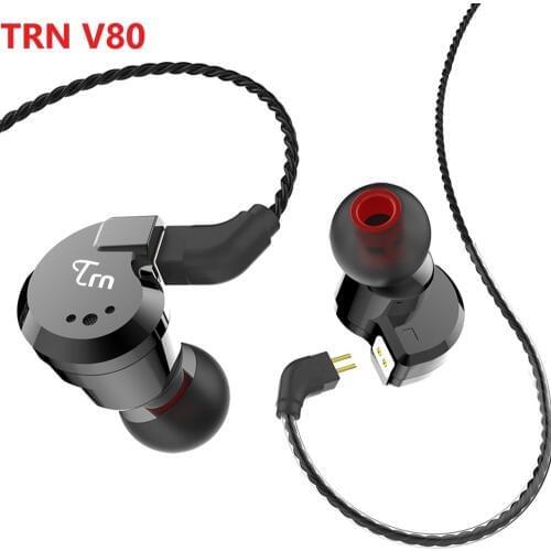 Brand New TRN V80 2BA+2DD Hybrid Metal In Ear Earphone DJ Monito Running Sport Earphone Earplug Detachable Cable HIFI Headset
