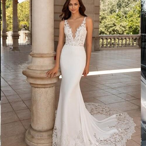 Wedding Dresses Sleeves V-neck Plus Size Mid-Calf Bridal Gown Robe de mariee courte Beach Lace Tea Length Bride Dress