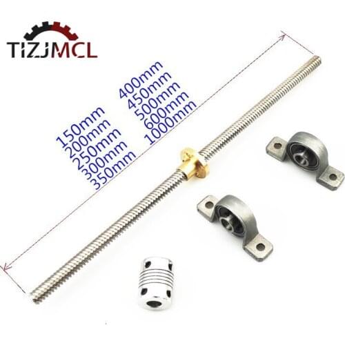 T8 Lead Screw Trapezoidal Screw Lead 1/2/4/8/12/14mm Pitch 1/2mm For CNC 3D Printer 100/600/800/1000/1200mm With Nut For Reprap