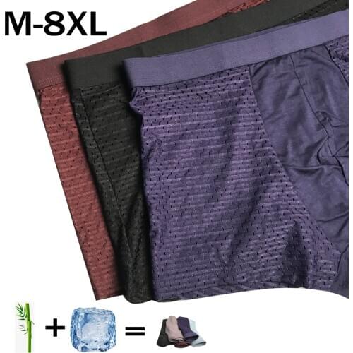 4pcs/lot Bamboo Fiber Mens Boxer Pantie Underpant plus size XXXXL large size shorts breathable underwear 5XL 6XL 7XL 8XL