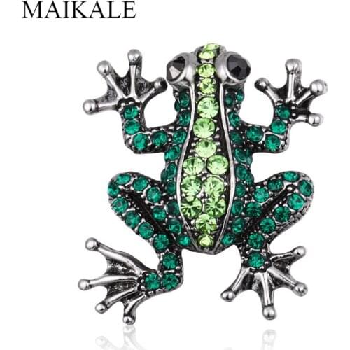MAIKALE Vintage Frog Brooch Pins Toad Broches Crystal Insect Brooches for Women Kids Girls Shirt Suit Bag Pendant Accessories