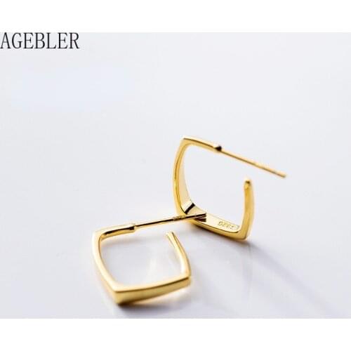 Prevent Allergy 925 Sterling Silver earrings Women Trendy Jewelry hollow square stud earrings Party Accessories Gifts geometric