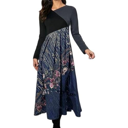 Women Elegant Cross V-Neck Print A-Line Dress 2021 Spring Vintage Long Sleeves Slim Party Dresses Female Casual Loose Vestidos