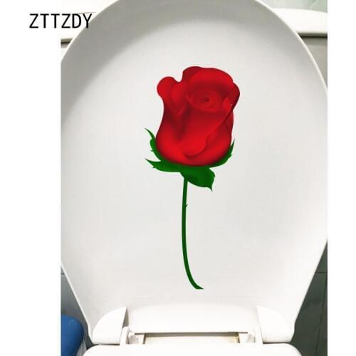 ZTTZDY 10*23CM Red Rose Classic Home Bedroom Wall Sticker Romantic Toilet Seat Decor Decals T2-0570