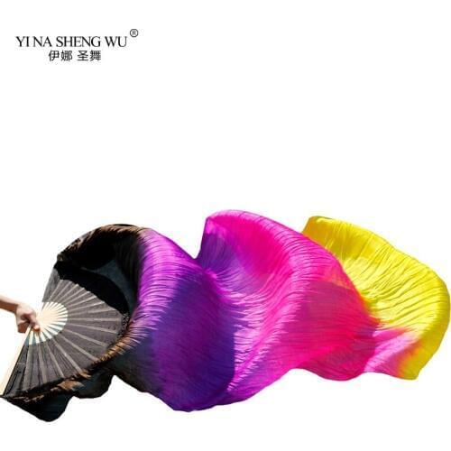 1pc Imitation Silk Belly Dance Veil Fan Children/Adults 5 Sizes Hand Made Colorful Belly Dance Accessory Long Folding Fan Veils