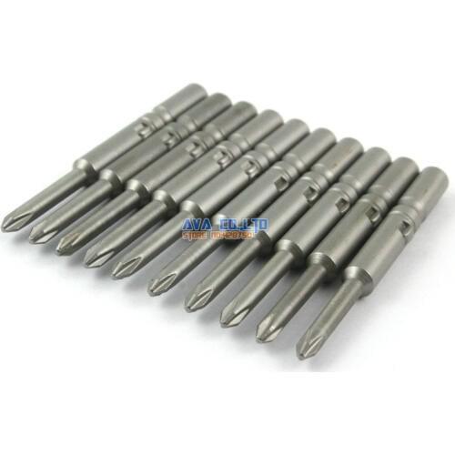 10 Pieces Magnetic Phillips Screwdriver Bit S2 Steel 6mm Round Shank 60mm Long 3.5mm PH1 Tip