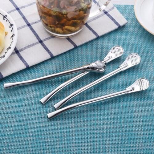 15.5cm Small Straw Tea Drink Filter Coffee Straw Spoon 304 Stainless Steel Stirring Straw For Adults And Children