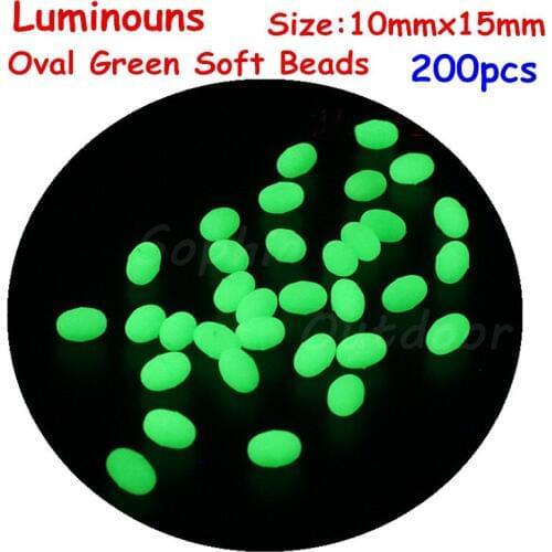 200pcs 10 * 15 mm Oval Premium Quality Luminous Soft Fishing Beads Tackle egg Glow Green Wholesales Contact