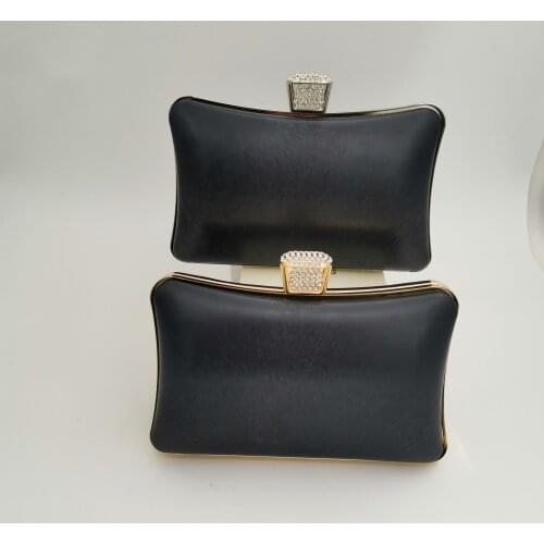 20X12 Cm Pillow Shape Antique Brass Gold Color Metal Box Clutches Purse Frame With Black Plastic Covers Obag Frame Handles Parts