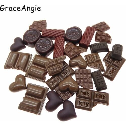 30pcs Mix Resin Food/Romantic Chocolate Heart Flatback Jewelry Cookie Cake Geometric Icecream Lollipops Cabochons Slime Charms
