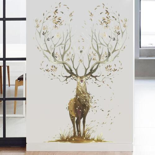 3D Art Tree Horn Elk Wall Decor Peel and Stick Backsplash Nursery Wall stickers Christmas Decoration Vinyl Mural Decals