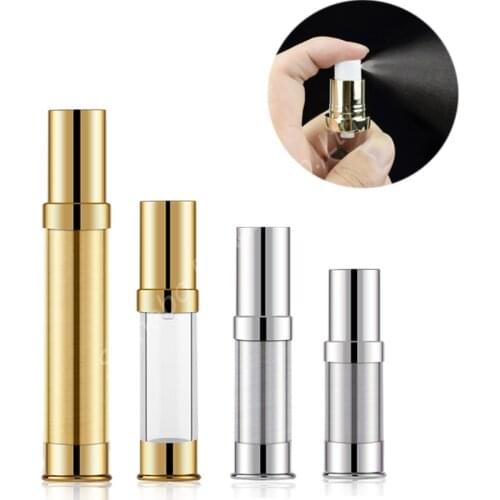 500pcs 5ml 10ml 15ml 20ml 30ml Gold Silver Anodized Aluminum Airless Luxury Travel Cosmetic Perfume Bottles With Sprayer