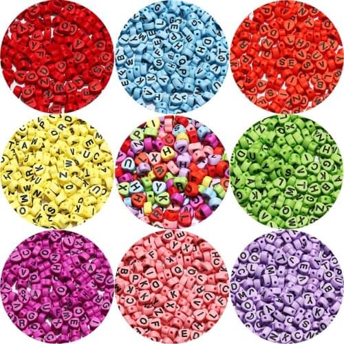 7*4mm Mixed Letter Acrylic Beads Flat Alphabet Loose Spacer Heart Beads For Jewelry Making Diy Handmade Bracelet Necklace