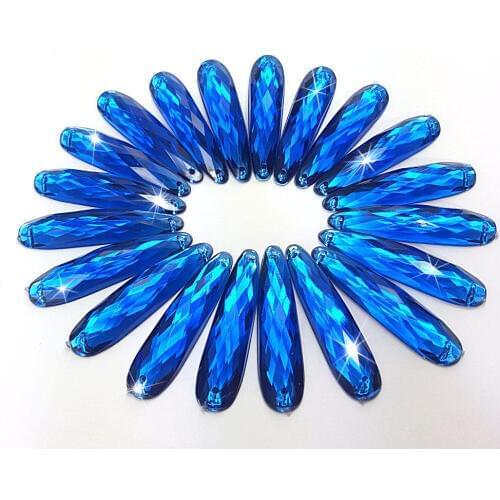 ACRYLIC Royal Blue 9x36mm Rhinestones Drop Pear Stones and Crystals Sew-on Wedding Decoratio Evening Dress Costume Arts Charms
