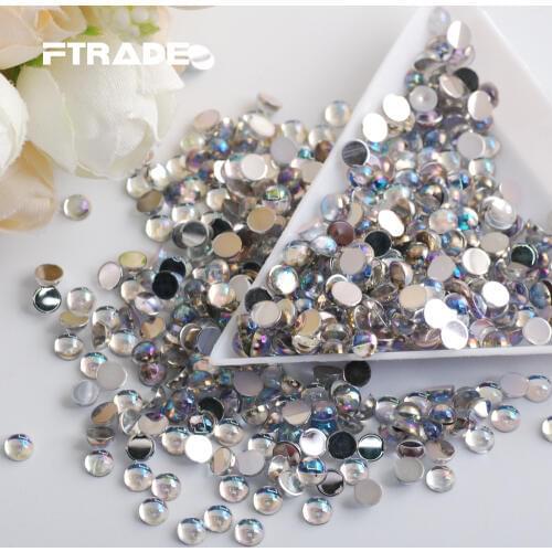 4mm Acrylic Round 3D Nail Art Rhinestone Crystal AB Color Flatback Strass Non Hotfix Rhinestones For DIY Nails Decoration