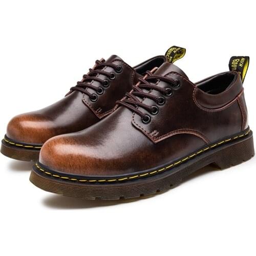 Martin boots mens low-top 2021 spring and autumn 7863 casual leather shoes mens British style leather summer all-match short b