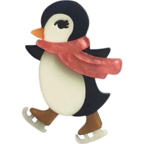Skating Penguin Brooch Pin Women Men Brooches Gift Jewelry