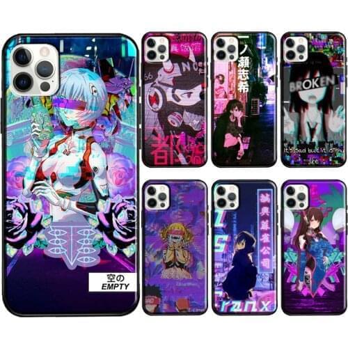Vaporwave Glitch Anime Phone Case For Apple iPhone 12 11 Pro Max mini SE 2020 X XR XS Max 7 8 Plus Cover Coque