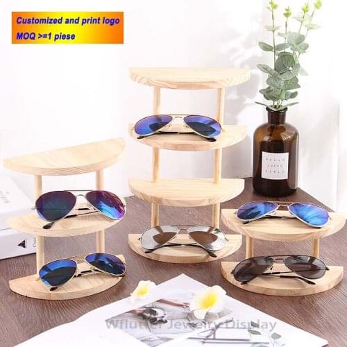 Eco-friendly Wooden Sunglasses Display Stand Eyeglasses Showing Desktop Glasses Holder JewelryTray Rack Watch Shelf Organizer
