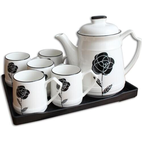 European Ceramic Coffee Tea Cup Sets With Stand Tray Nespresso Mug Teapot Afternoon Teaware Party Drinkware