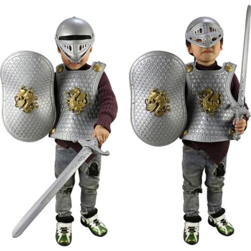 Halloween Hero Knight/Gladiator warrior Armor+Shield+Sword+Helmet 4pcs/set Child Costume party Cosplay Dress-up Boy Play toy