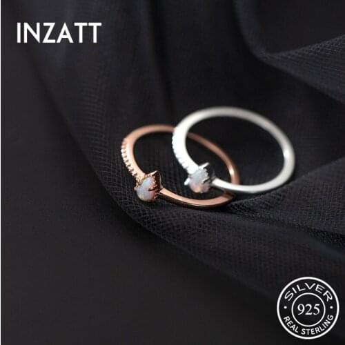 INZATT Real 925 Sterling Silver Opal Waterdrop Ring For Fashion Women 18K Rose Gold Fine Jewelry Rock Minimalist Accessories