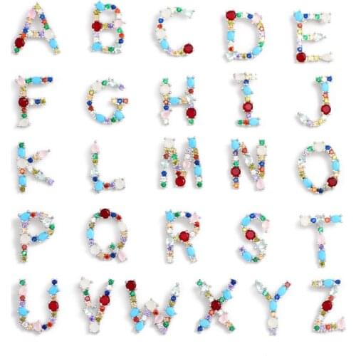 JHNBY 1pcs Silvers 26 Letter Necklace Pendant Copper Brass Spacer Micro Zircon Charm Women Beads For Jewelry Making DIY Findings