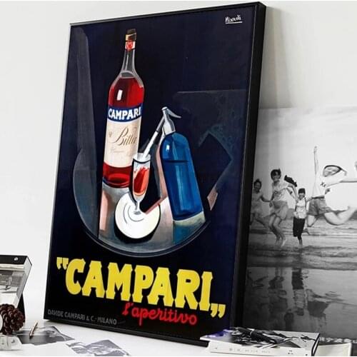 Retro Beverage Campari Painting Poster Printmaking HD Pictures Printed on Canvas Used for Room Home Decor Wall Art