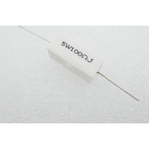 10PCS/LOT Ceramic Cement Resistor 5W 100 ohm 100R Resistance 5% Error Cement resistance