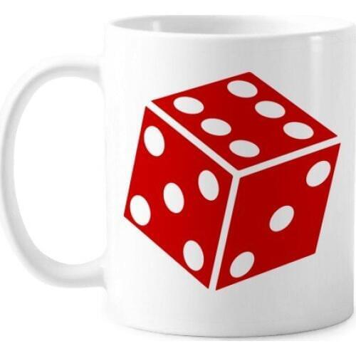 Casino Red Dice Illustration Pattern Classic Mug White Pottery Ceramic Cup With Handle 350ml Gift