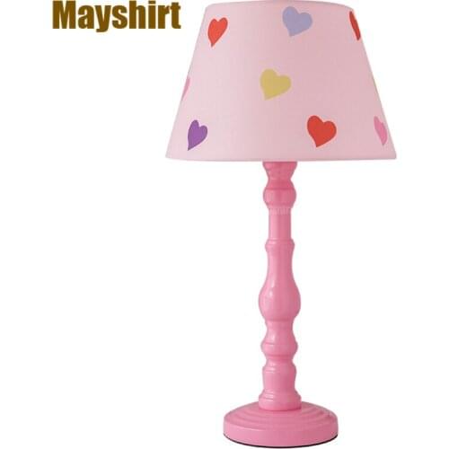 Korean Nordic Pink Table Lamps Cute Warm Girl Bedroom Bedside Desk Lamp Fabric Lampshade LED Stand Light Fixtures Home Art Decor