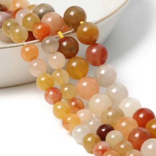 Natural Stone Golden Silk Jades Quartz Pure Crystal Round Loose Beads 15" Strand 6 8 10 MM Pick Size For Jewelry Making Bracelet