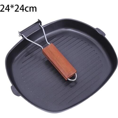 Reusable Non-stick Steak Frying Easy Clean Pan Foldable Steak Pot Thicken Striped Square Grill Pan Picnic Camping Kitchen Tools