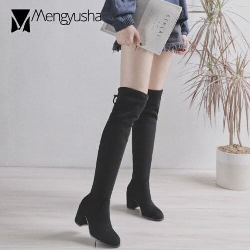 Genuine leather women boots luxury over the knee botines mujer 2018 winter thick high heels ladies lace up boots women botas