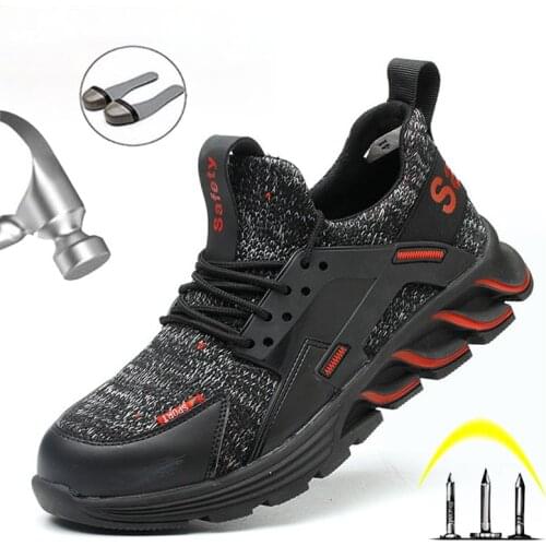 Indestructible Shoes Men Safety Work Shoes with Steel Toe Breathable Puncture-Proof Construction Boots Men Safety Shoes Size 46