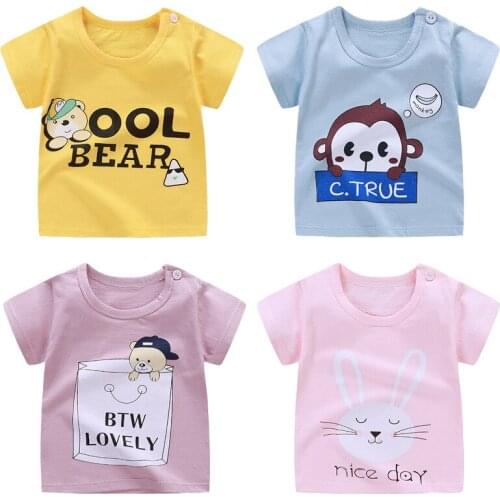 New Summer T Shirt Cartoon Animals Print Baby Kids Boys Girls Children Cotton Short Sleeves Baby Clothing Tops Toddler Clothes