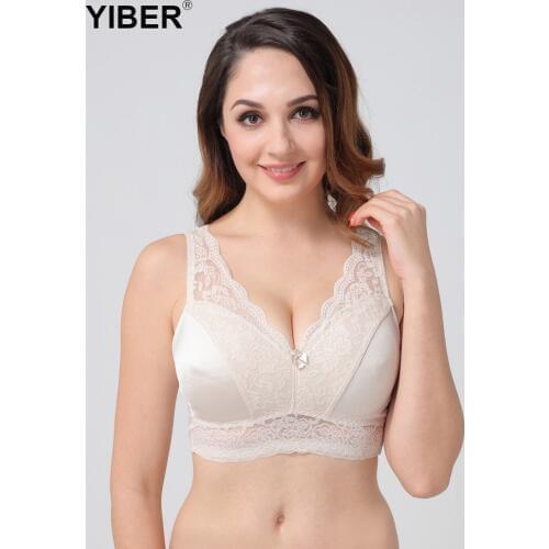 New Transparent Lace Bra For Women Plus Size Bra Pad Embroidery Floral Plunge Bralette Sexy Lingerie Wire Free Brassiere Comfort