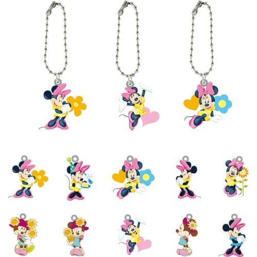 Disney New Trend Minnie And Mickey Mouse Dancing Shape Acrylic Jewelry Keychain Accessories Jewelry Gifts For Fans