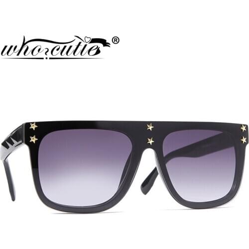 WHO CUTIE 2020 Spring Vintage Star Sunglasses Women Men Retro Brand Design Square Frame Sun Glasses Gradient Lens Female S243