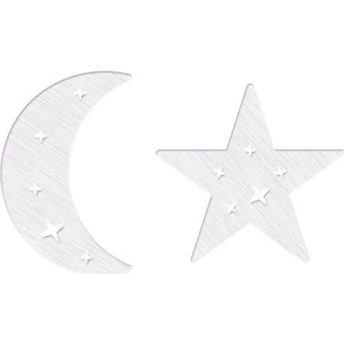 Wholesale 10Pair 2018 New Arrive Stainless Steel Moon and Star Earrings For Women Lady Christmas Gifts Charm Ear Studs