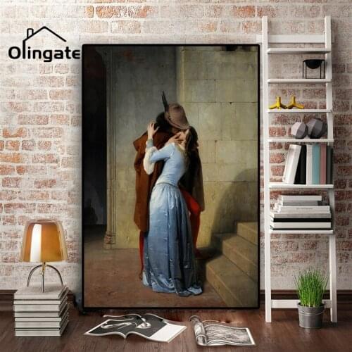 Portrait Posters and Prints The Kiss Goodbye Oil Painting On Canvas Scandinavian Pop Art Wall Picture for Living Room Decor