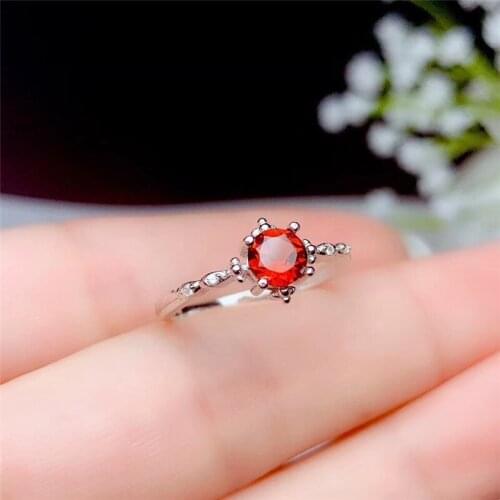 Simple and exquisite, natural garnet ring, 925 silver, womens exclusive gem, look for natural gem shop