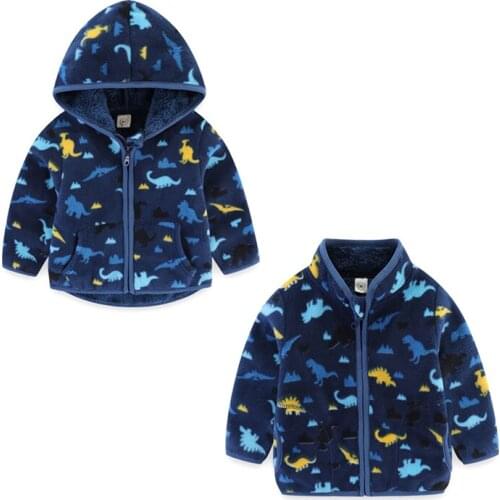 Jumping Meters Autumn Winter Boys Girls Dinosaurs Jackets With Zipper Pockets Outwear Street Kids Childrens Girls Hooded Coats
