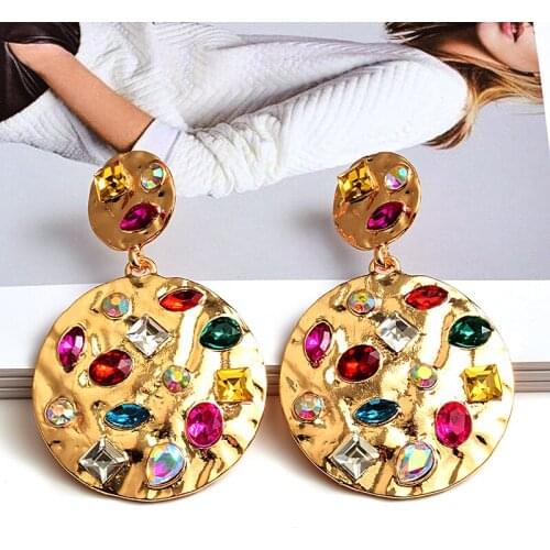 Multicolored Gold Color Round Metal Dangle Drop Earring For Women Trendy Earrings Accessories Hot For Women Wedding Gift