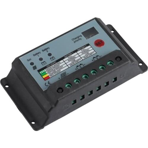 LBER 20A Dual Battery Solar Charge Controller Regulator, Suitable for 12V or 24V Battery Solar Controller