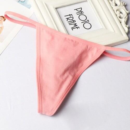 Sexy Solid Color Thin Strap Women Panties G-String Cotton Thong Lingerie Sports Low Waist Female Bottoming T Pants Ladies Bikini